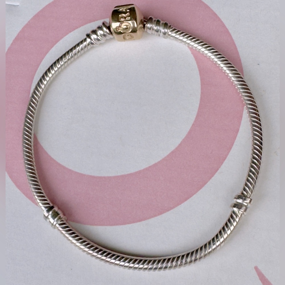 Authentic Pandora Moments Snake Chain Bracelet 14k Gold Clasp 8 Inches